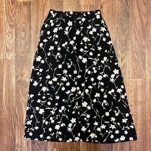 Vintage black floral midi skirt